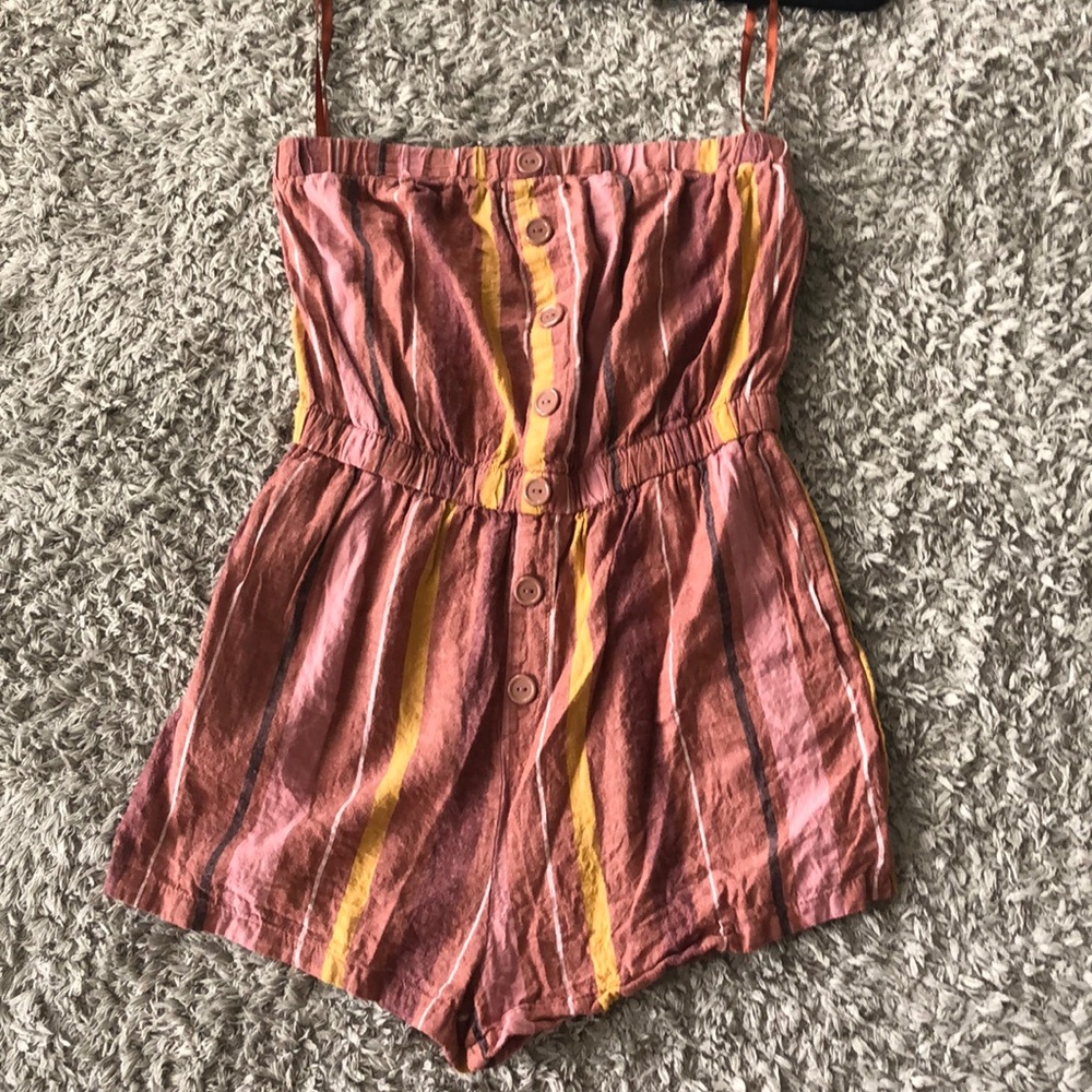 UO Striped Strapless Romper